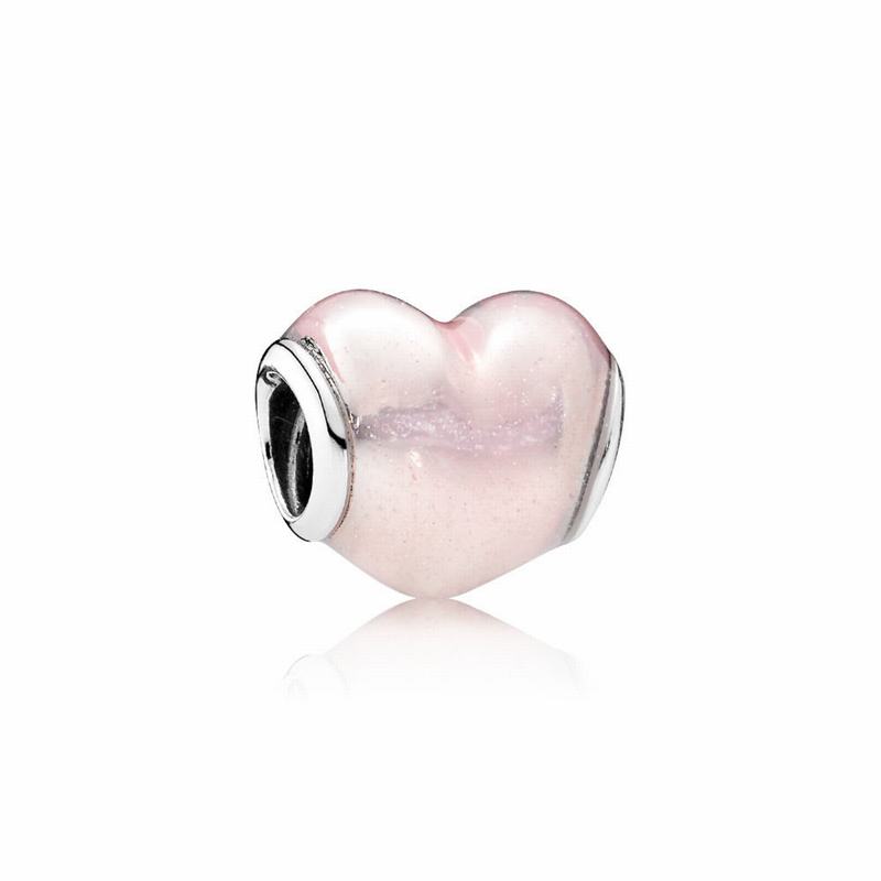 Pandora Glittering Heart Charm Ireland - Sterling Silver/Enamel/Pink - 475891HNQ